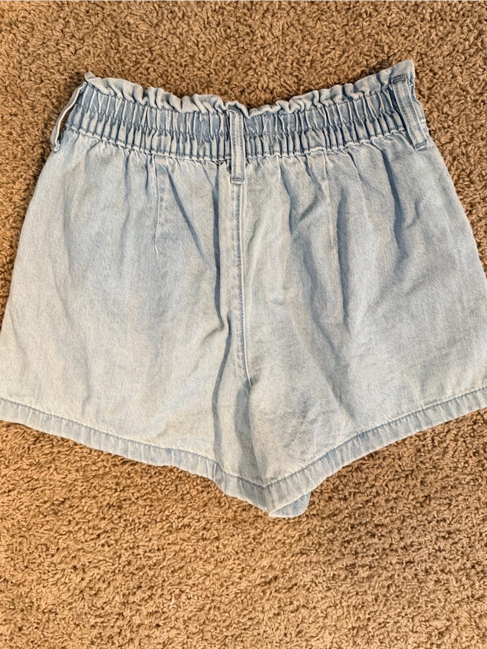 Light Wash Pull On Denim Shorts